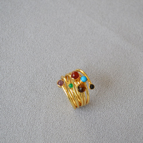 Twisted Gemstone Layered Ring - Zafari Studio Jewelry